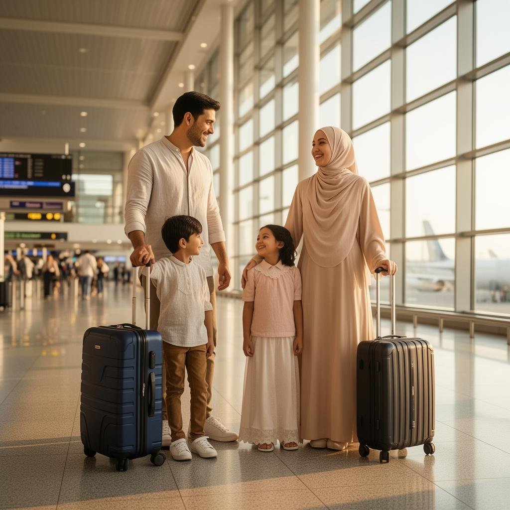 American Muslim family travelling for Umrah