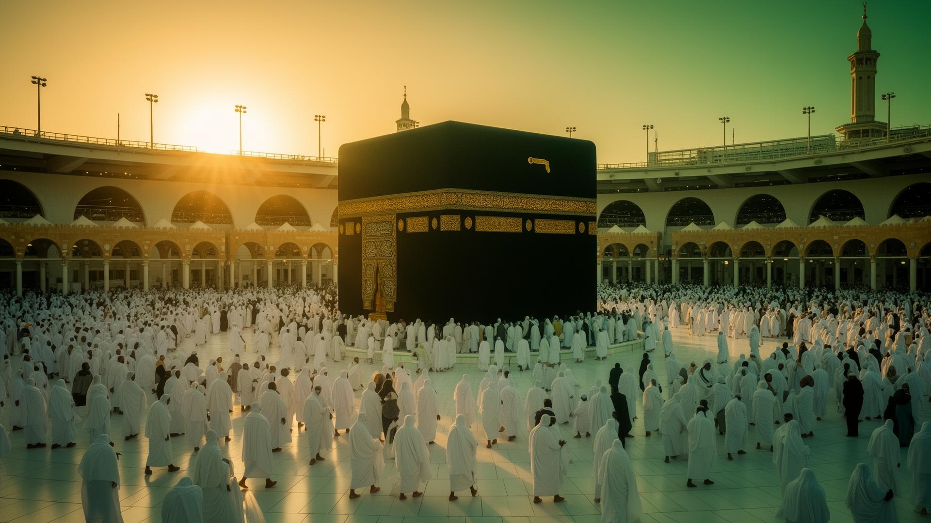 Muslim families performing Umrah at the Holy Kaaba in Makkah